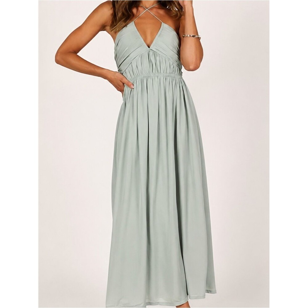 Petal & Pup Trifecta Sage Halter Maxi Dress NWT Size US 10